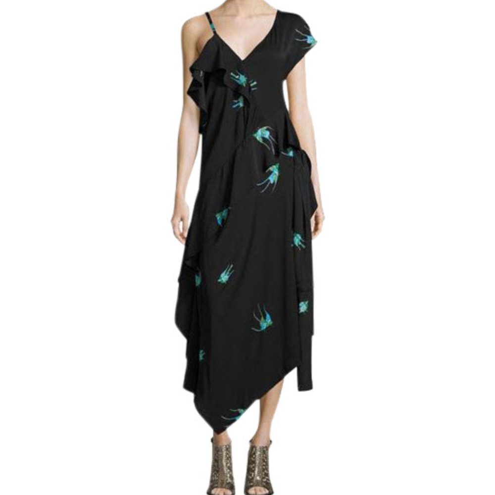 DVF Asym Ruffle Dress